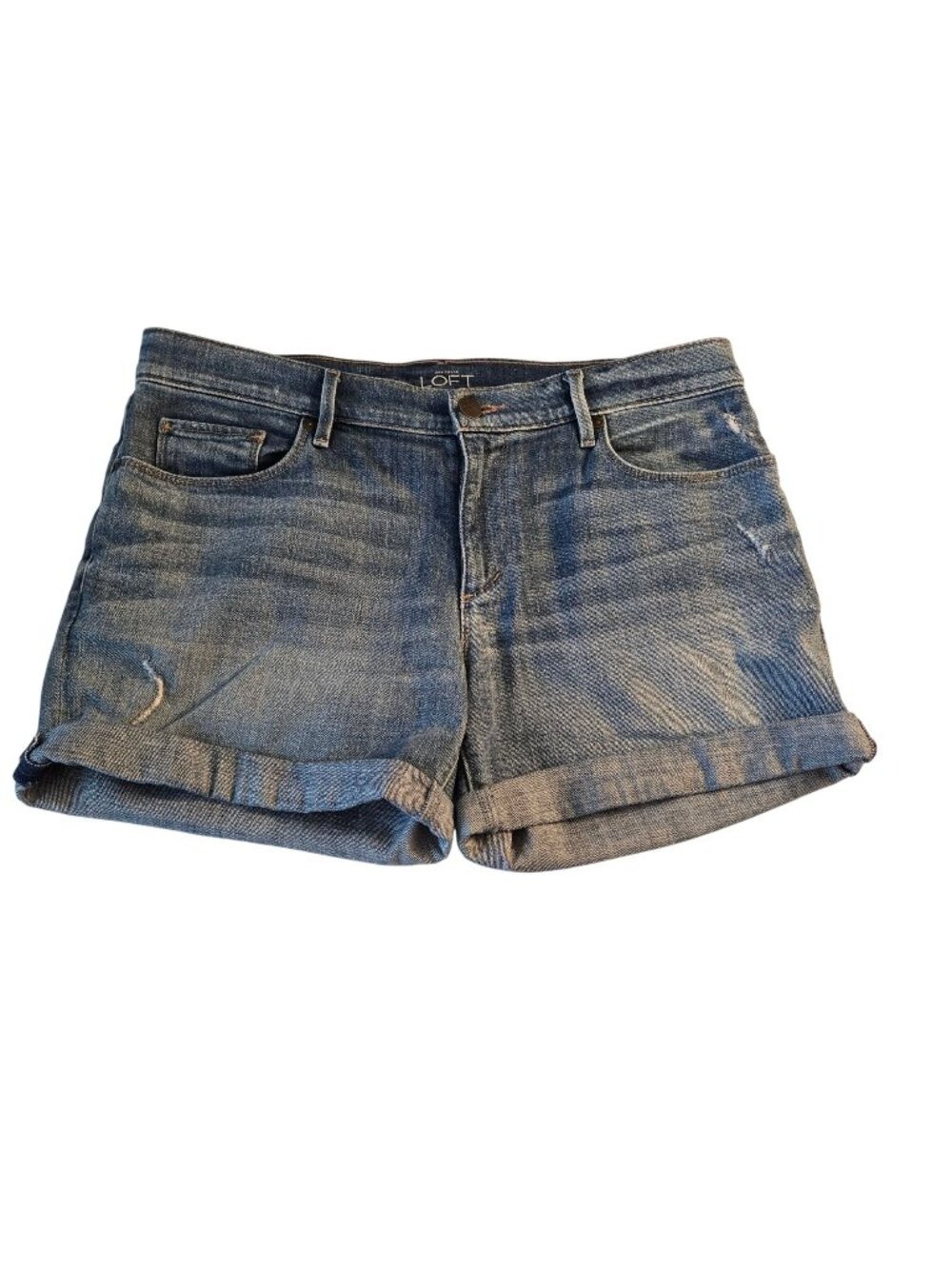 Loft Mid-Rise Distressed Boyfriend Jean Shorts Size 8